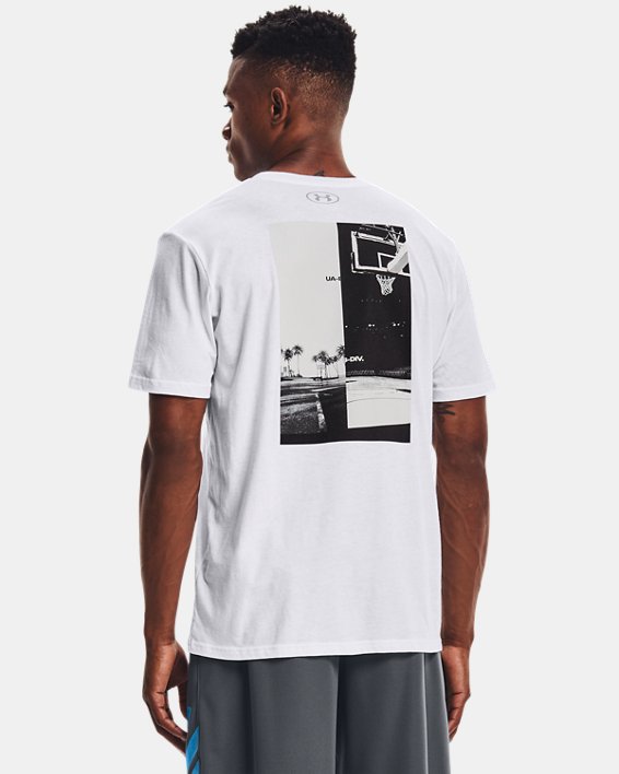 Camiseta de manga corta UA Basketball Photo para hombre, White, pdpMainDesktop image number 0